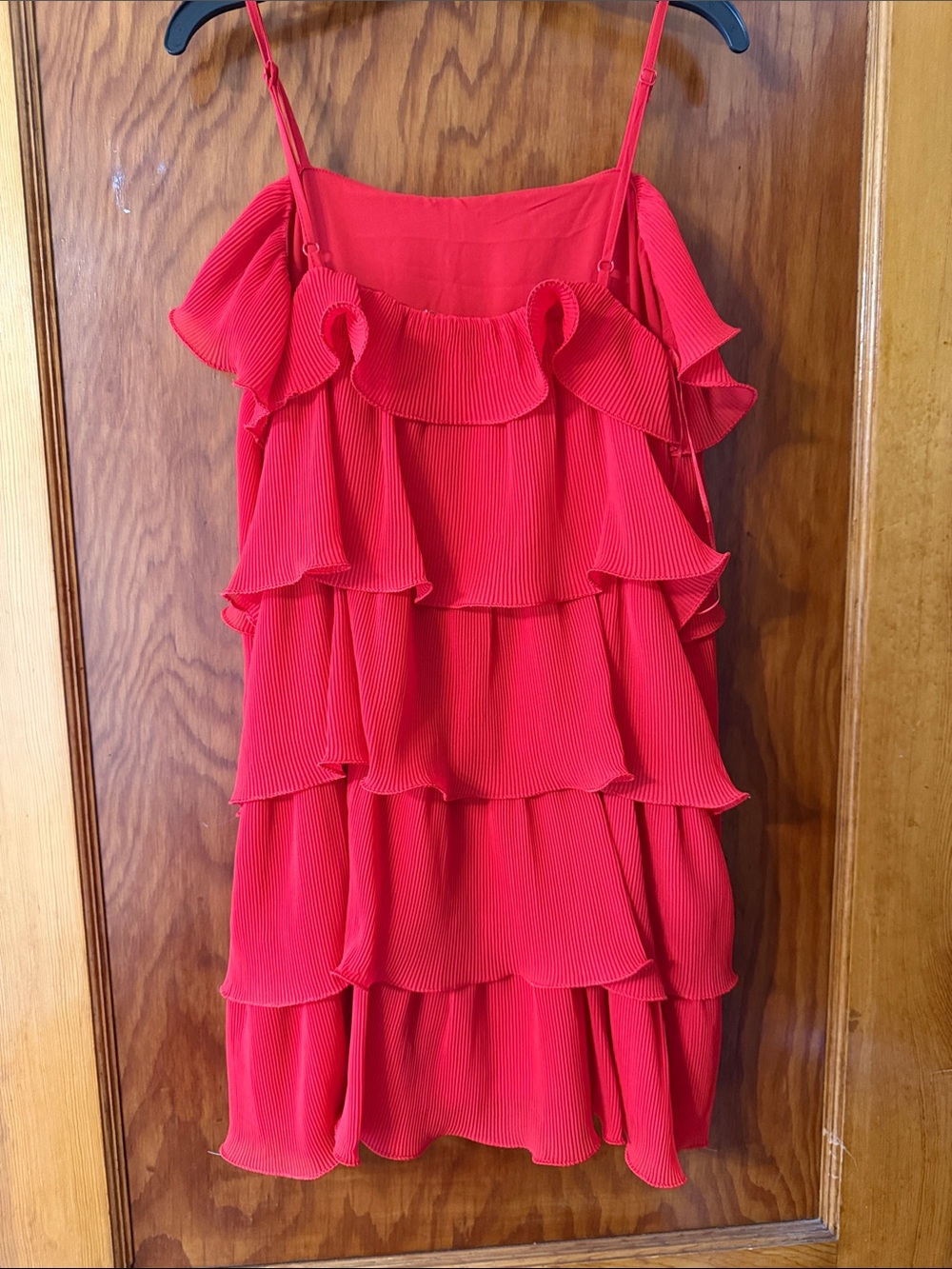 Red Layered Ruffle Women's dress - Picture 2 of 2